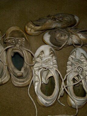 3 pair very used cheerleading sneakers shoes